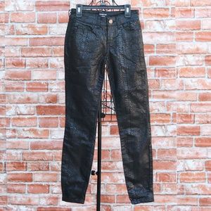 Bebe Black Pants Skinny Snake Animal Print Size 25